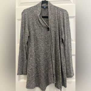 Apt 9 Striped Black & Gray Women's Single button flowy cardigan size M